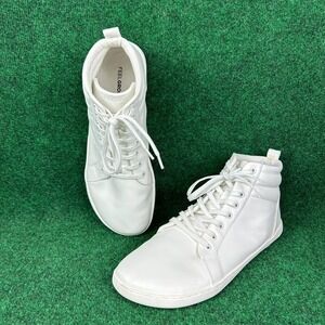 Feelgrounds Highrise Luxe All White Leather Barefoot High Top Sneakers Mens 12.5